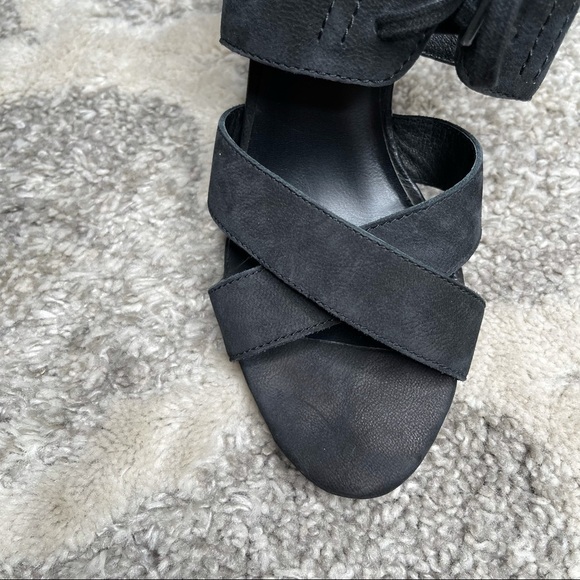 M4D3 Madi Black Suede Sandals 4" Block Heels Size 7.5M - Picture 14 of 15